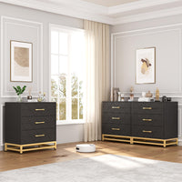 Garvee commode en bois pour chambre, 3 tiroirs, MDF, noir, moderne, robuste, gain de place, salon, couloir