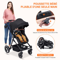 Garvee Poussette Bébé 2 en 1 S600, Assise Haute Vision, Système de Voyage Compact et Léger, Réversible, Pliable, Noir