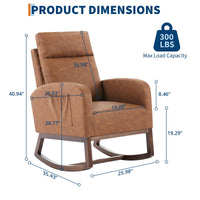 Fauteuil à bascule moderne Garvee pour chambre d'enfant, en cuir PU, avec dossier haut de 66 cm, ergonomique et stable, et poche latérale, noir. Idéal pour le salon et la chambre.