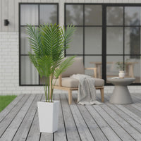 Palmier artificiel Areca Garvee de 1,46 m avec pot blanc haut, feuilles réalistes, PEVA imperméable, décoration intérieure pour salon ou bureau