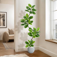 Ficus lyrata artificiel Garvee 1,5 m avec pot sphérique, vert, 47 feuilles, pour salon ou bureau