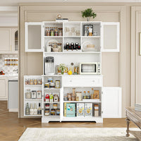 Armoire de cuisine Garvee de 18 cm de haut avec grands tiroirs, autoportante, style campagnard, finition bois blanc, pour salon et salle à manger