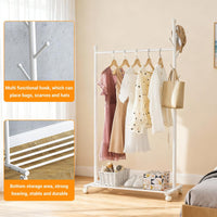 Portant à vêtements en métal Garvee avec roulettes, capacité de charge de 54 kg, roulettes pivotantes à 360°, blanc, pour chambre et salon, robuste et polyvalent
