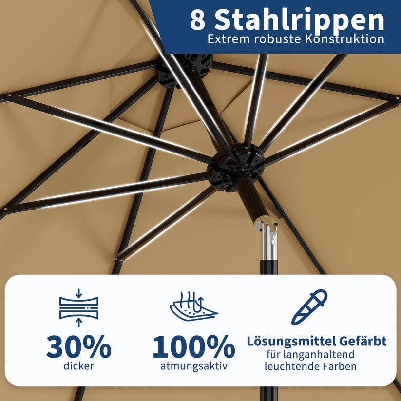 Structure 8 baleines acier parasol de jardin