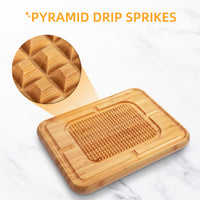 Planche à découper Garvee Pyramid Tip en bambou carbonisé double face pour la cuisine et le barbecue, stable et polyvalente