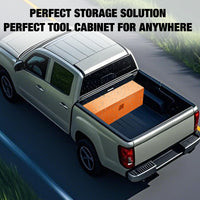 Garvee Coffre à Outils HHF 12 Gauges 38 × 38 × 91 cm, Fer Renforcé, Organisateur Étanche, pour Remorque et Camping-car, Orange