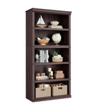 Garvee bibliothèque large 80 × 32 × 171 cm, 4 niveaux ouverts, finition marron et ancrages muraux - Marron