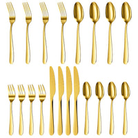Garvee Ménagère 60 pièces en acier inoxydable pour 12 personnes, couleur or, polie miroir, robuste