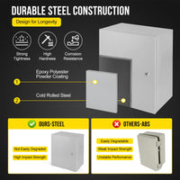 Boîtier électrique extérieur Garvee 20x16x10, boîtier en acier NEMA 4X IP66 étanche à l'eau et à la poussière, verrouillable et plaque de montage pour usage industriel et domestique