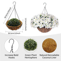 Ensemble de 12 bougainvillées artificielles Garvee avec panier marron pour jardin et terrasse, résistantes aux UV et aux intempéries, blanches et vertes.
