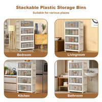 Garvee Boîtes de rangement empilables avec couvercles, roulettes, pliables, en plastique PP, robustes et mobiles, idéales pour la maison et le bureau.