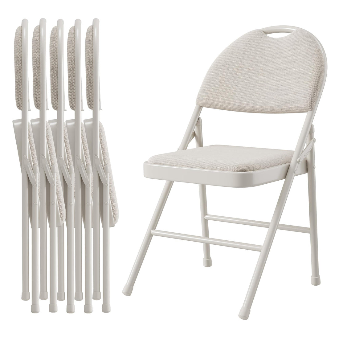 Ensemble de 6 chaises pliantes Garvee avec coussins, structure en métal, pliables pour le bureau et l'extérieur, revêtement en similicuir, pieds antidérapants, empilables