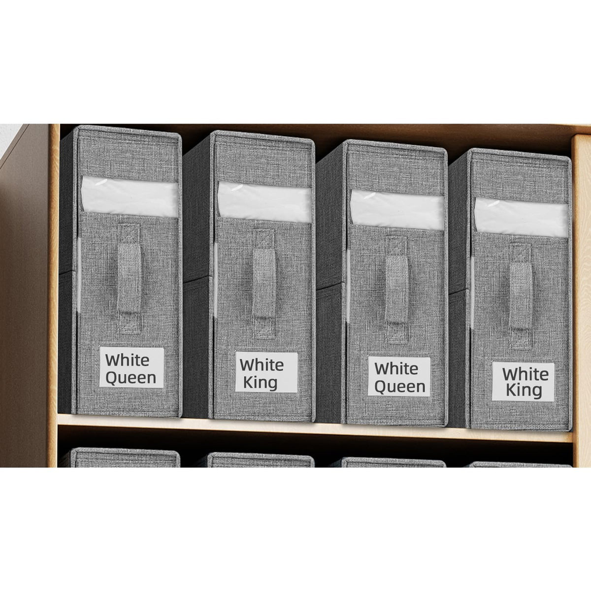 Boîte de rangement sous lit Garvee en 2 pièces avec couvercle, organisateur de literie, grise, polyvalente, anti-poussière, robuste, grande taille
