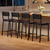 Garvee Ensemble de 4 tabourets de bar , revêtement en similicuir, ergonomiques et stables, structure en MDF et acier, repose-pieds et dossier, marron foncé, pour cuisine et bar - Brun,lot de 4