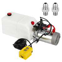 Groupe hydraulique double effet Garvee 12 V – Réservoir en plastique de 6 L, démarrage rapide et résistant à la corrosion pour remorques et plateformes élévatrices