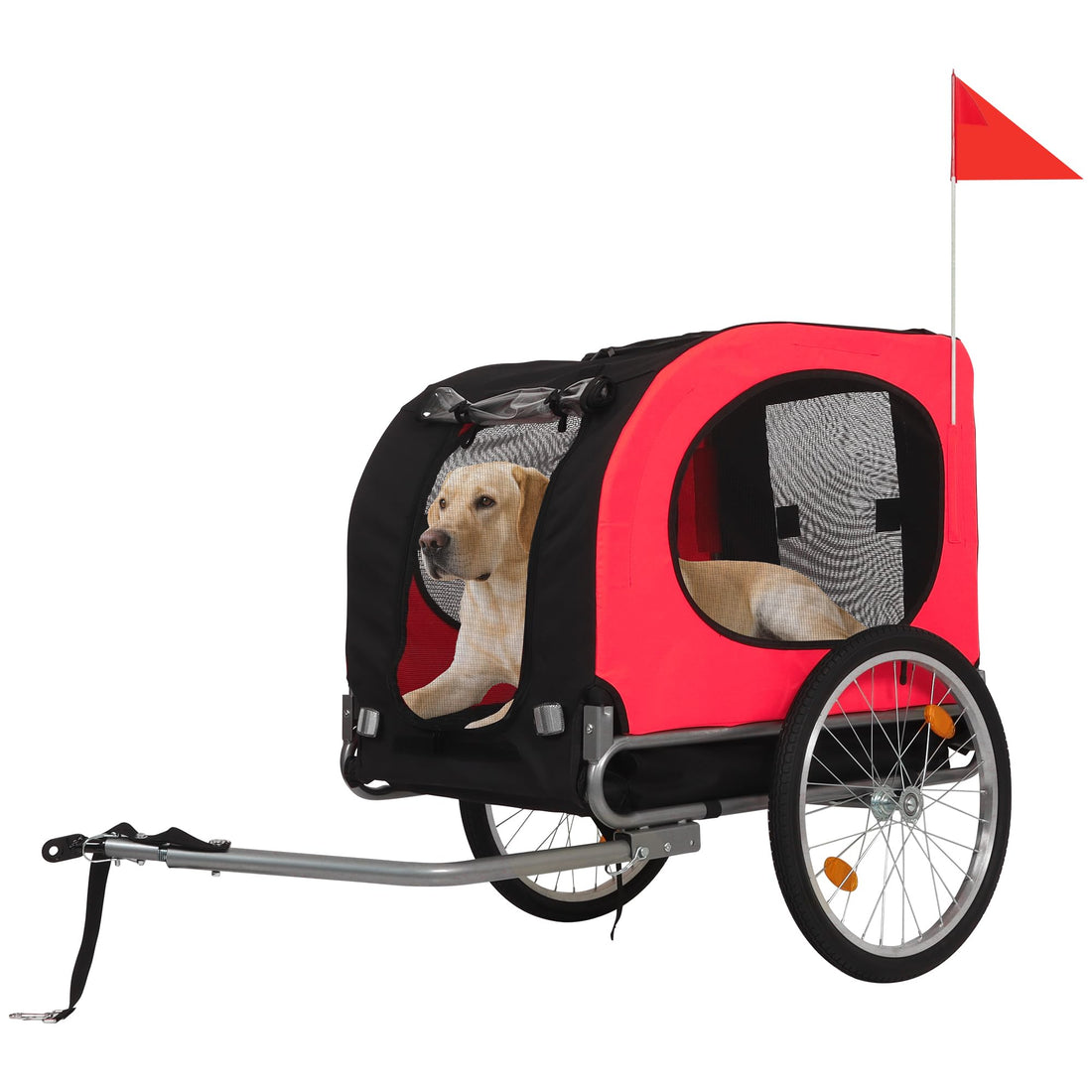 Remorque vélo pliable Garvee pour grands chiens jusqu'à 40 kg, pneus pneumatiques 16 pouces, tissu Oxford imperméable, idéale pour les aventures en plein air, noire