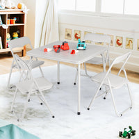 Ensemble table et chaises pliantes pour enfants Garvee, 5 pièces, structure en métal, revêtement, beige, pour manger et jouer
