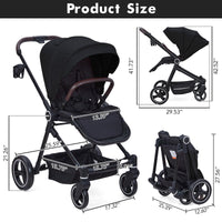 Poussette Garvee 3-en-1 – Avec harnais à 5 points, dossier réglable et design confortable