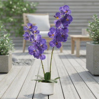 Orchidée Phalaenopsis artificielle Garvee de 79 cm (31 po) avec 14 fleurs, pot blanc, décoration pour salon et bureau, entretien facile, longue durée