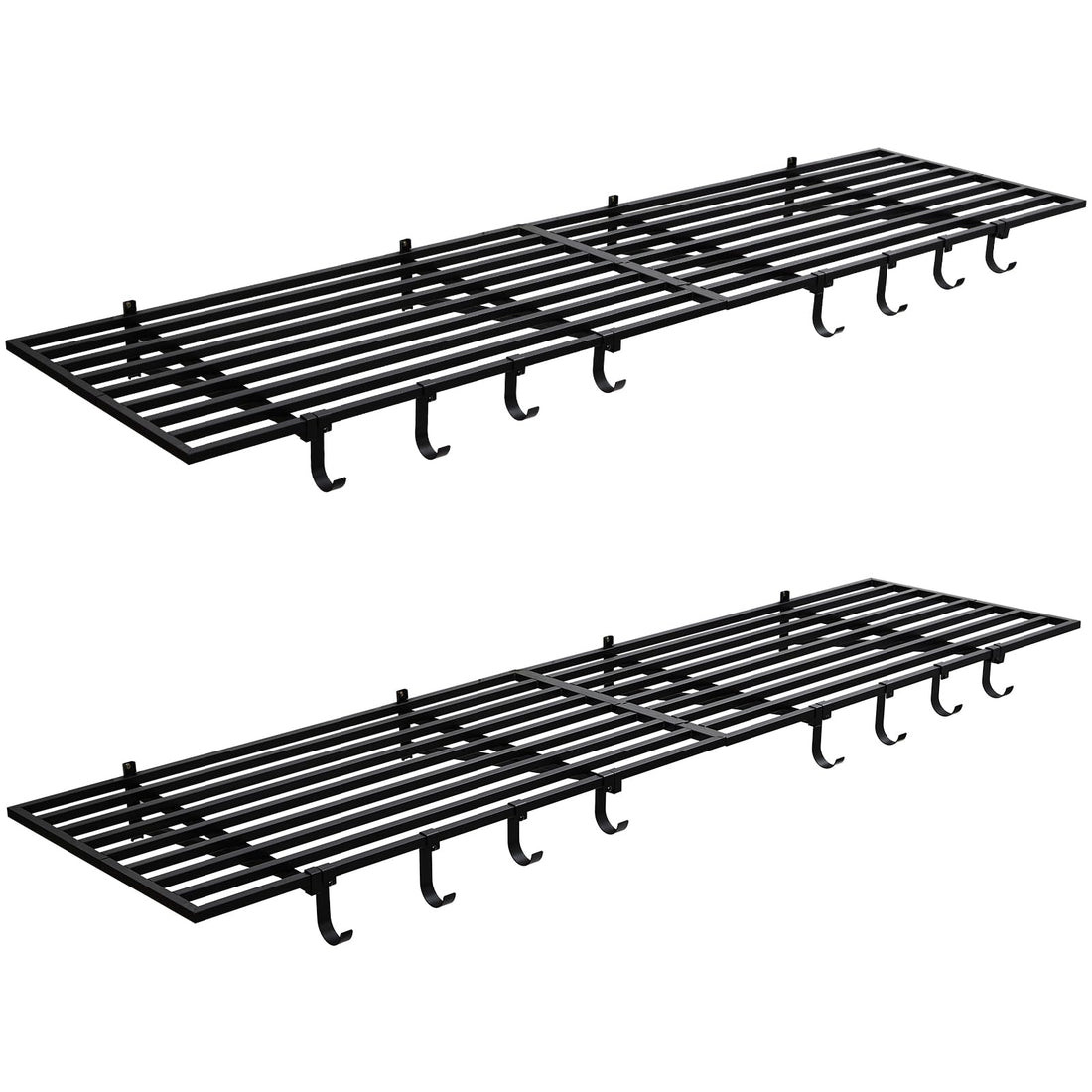 Garvee Ensemble de 2 étagères murales, pour garage, 60 × 120 cm, crochets métalliques, atelier et garage, noir, capacité de charge de 363 kg