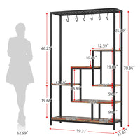 Garvee Support pour plantes d'intérieur, structure métallique à 5 niveaux avec crochets pour balcon et salon, 180 cm (70, 23 cm), marron