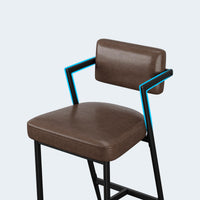 Ensemble de 2 tabourets de bar Garvee, rembourrés, pieds en métal, dossier, repose-pieds, revêtement en similicuir, robustes, hauteur 68 cm, style rétro marron