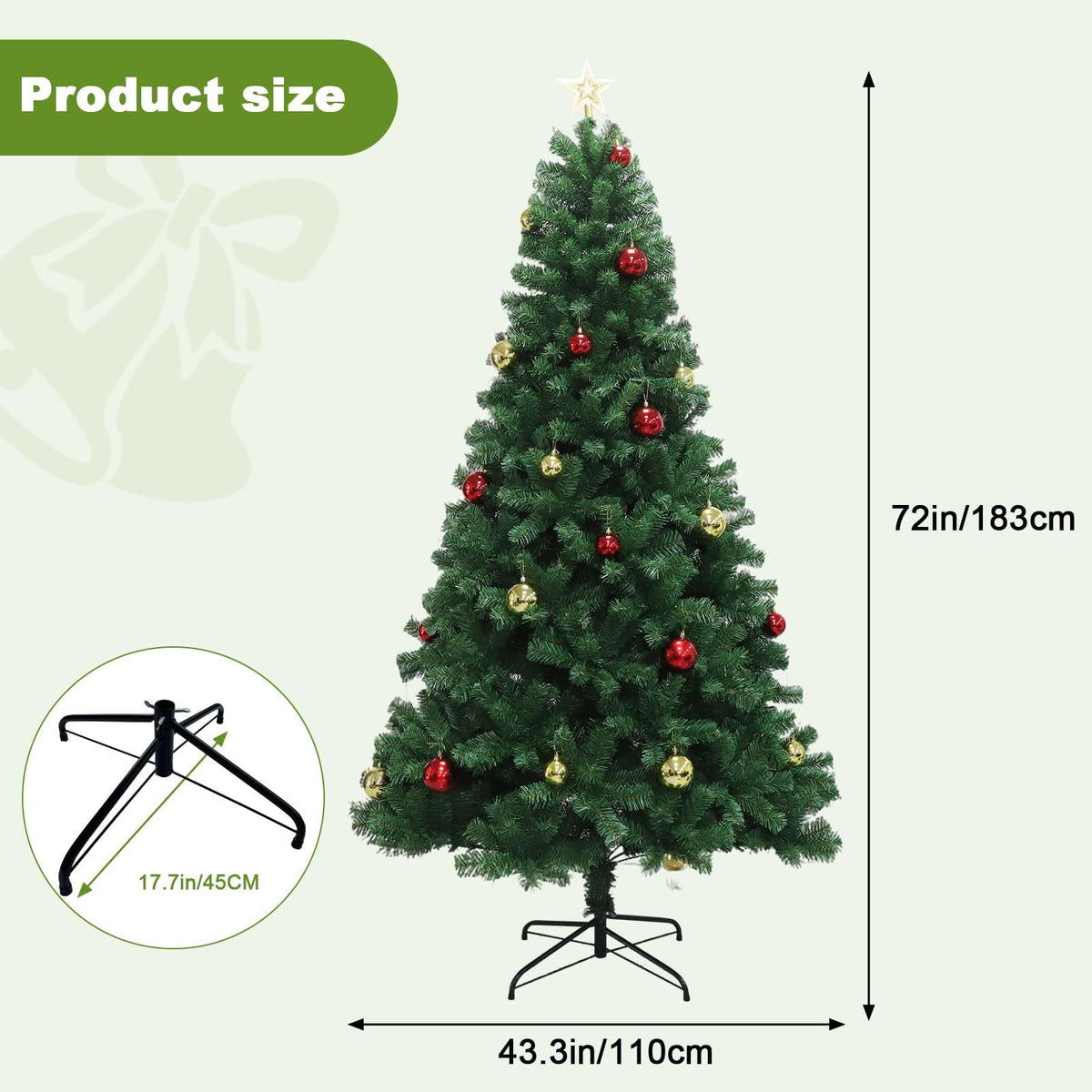Sapin de Noël Garvee 180 cm effet neige avec télécommande - Sapin artificiel en PVC sans lumières pour la décoration du salon