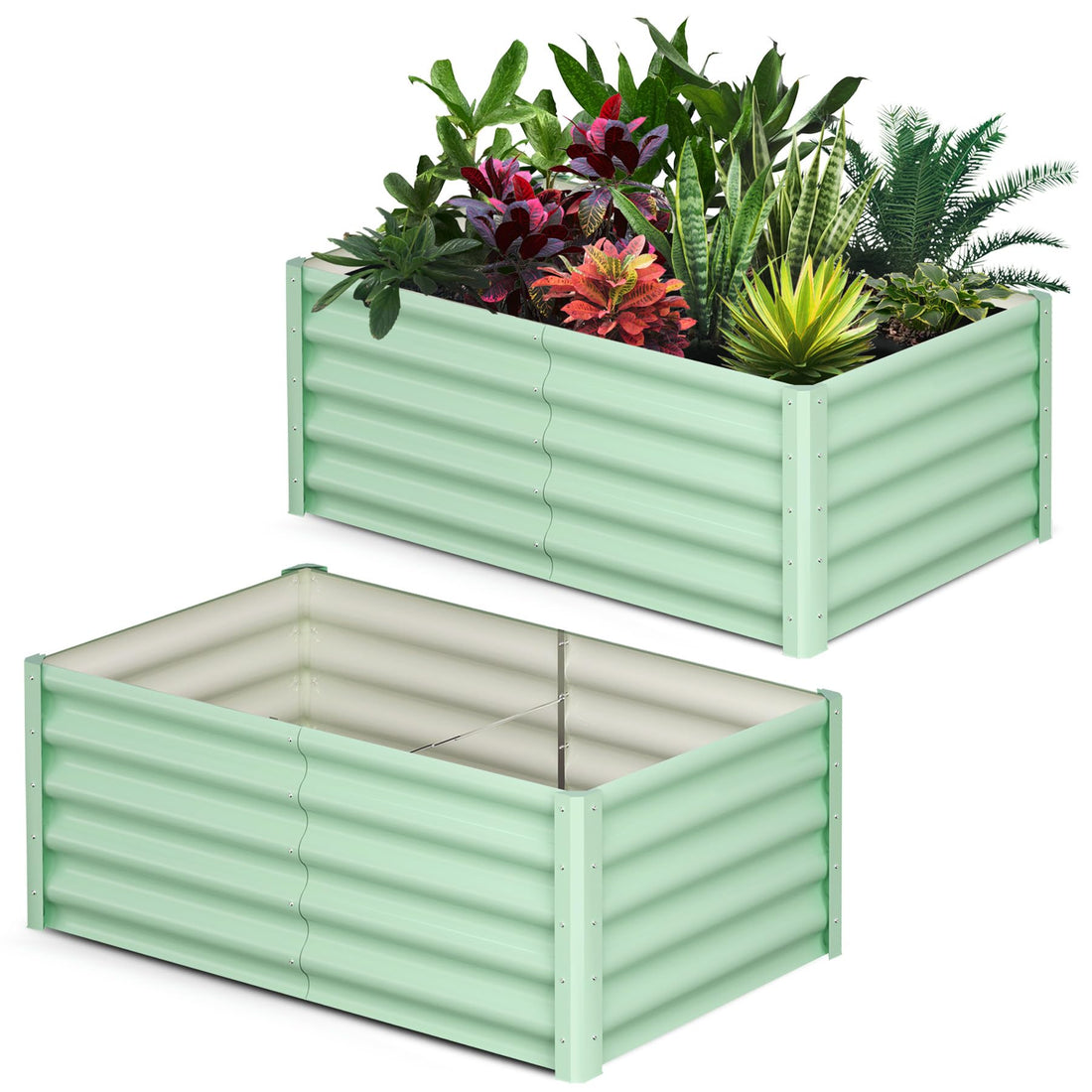 Jardinière surélevée galvanisée Garvee 180 x 90 x 45 cm en acier avec rebord de sécurité pour jardin et terrasse, durable et antirouille
