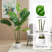 Monstera artificielle Garvee, 1,2 m, résistante aux UV, pot en ciment stable, matériau PEVA, aucun assemblage requis, décoration intérieure pour salon ou bureau, verte