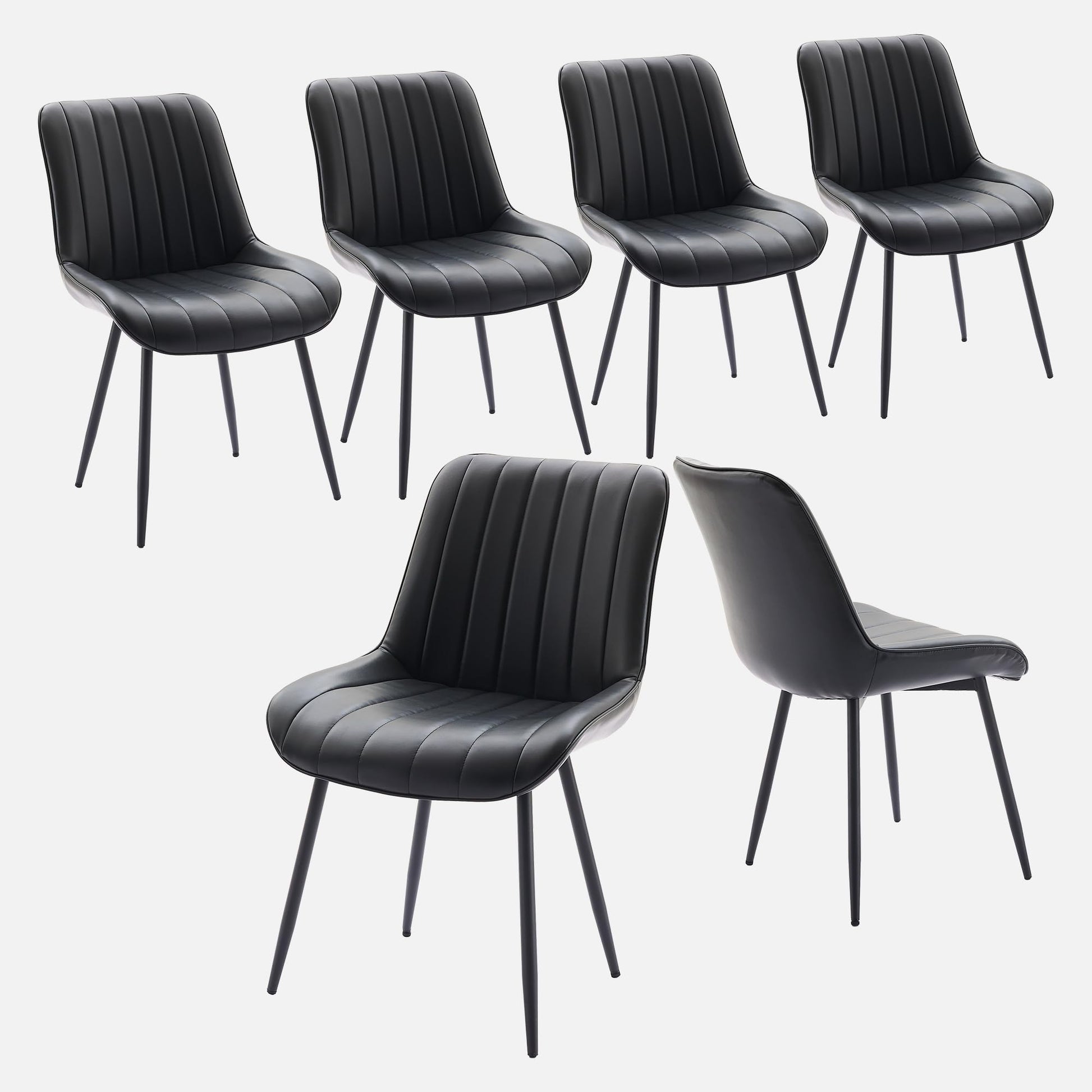 Ensemble de 2 chaises de salle à manger Garvee, chaises modernes en similicuir, assise rembourrée, pieds en métal, pour cuisine et restaurant, noires