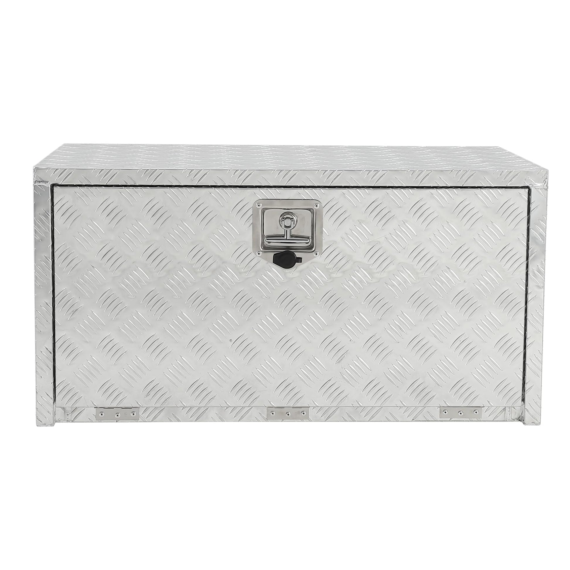 Coffre à outils Garvee 24 pouces en aluminium avec poche filet pour châssis de pick-up, camping-cars et remorques ; étanche, robuste et verrouillable ; argent