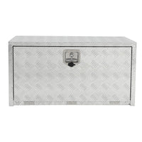 Coffre à outils Garvee 24 pouces en aluminium avec poche filet pour châssis de pick-up, camping-cars et remorques ; étanche, robuste et verrouillable ; argent