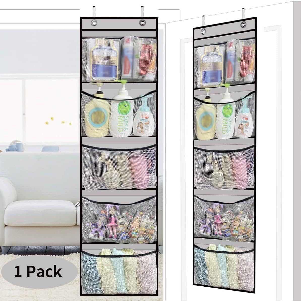 Étagère de porte suspendue Garvee avec 5 ou 10 poches pour chambre d'enfant, chambre à coucher, bureau, salle de bain ; gain de place, accès facile, design moderne
