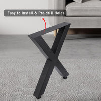 Garvee Pieds de meuble en métal noir forme X 41 cm, support jusqu’à 399 kg, patins réglables antidérapants, pour tables, bancs et projets DIY