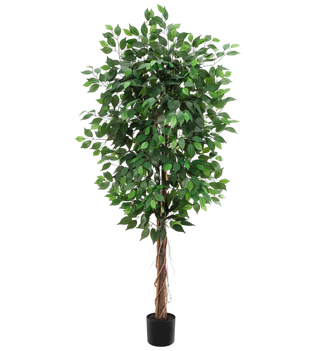 Ficus artificiel Garvee de 183 cm (6 pi) avec tronc en bois naturel et ajustable, en polyester, pot en plastique robuste, idéal pour la décoration du bureau et du salon. Couleur : vert.