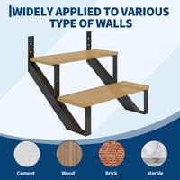 Ensemble de marches d'escalier en acier Garvee, 2 marches avec renforts triangulaires, revêtement en poudre, métal, pour usage intérieur/extérieur, kit de montage, gants, polyvalent, capacité de charge de 272 kg