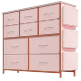 Garvee Kommode 10 Tiroirs Tissu Cadre Métal Robuste Grande Capacité MDF Bois Étanche Chambre Salon 98x30x100cm - 