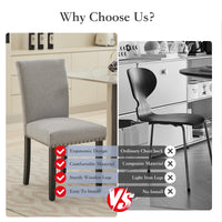 Ensemble de 2 chaises de salle à manger rembourrées Garvee, tissu, garniture cloutée, pieds en bois, ergonomiques, modernes, gris clair, cuisine et restaurant