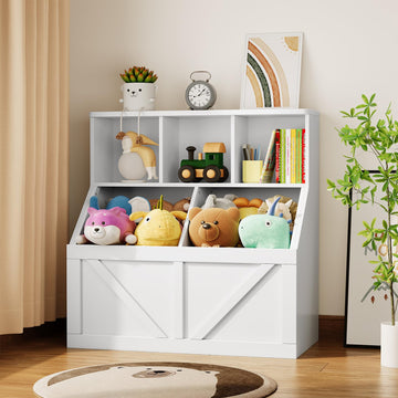 Étagère pour enfants Garvee avec rangement pour livres et jouets, multifonctionnelle, stable et sûre, en MDF blanc, idéale pour la salle de jeux ou la chambre d'enfant, 90 x 42 x 92 cm