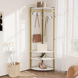 Armoire d'angle Garvee avec banc à chaussures, 6 crochets doubles, bois robuste, pour entrée et couloir, 180 cm, gain de place