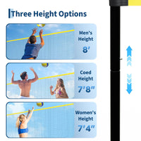 Filet de volley-ball Garvee de 9,75 m (32 pi) pour extérieur, résistant aux intempéries, en polyéthylène, hauteur réglable, autoportant et portable pour jardin et plage.