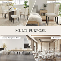 Ensemble de 2 chaises de salle à manger rembourrées Garvee, style moderne, garniture cloutée, tissu, ergonomiques, pieds en bois, beige, pour la cuisine et la salle à manger