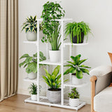 Étagère à plantes Garvee à 5 niveaux en métal, étanche, pieds réglables, gain de place, pour salon, balcon, jardin, noire