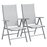 Garvee chaises de jardin pliables lot de 2 avec structure métallique robuste, grande capacité, confortables pour terrasse et balcon, taille standard, couleur métal