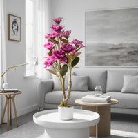 Arbre à orchidées artificielles Yulan Garvee 95 cm (37,4 po) avec fleurs et feuilles en PEVA, entretien facile, pot blanc, décoration d'intérieur et de mariage