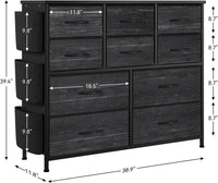 Commode GARVEE en tissu avec poignées, idéale pour les chambres, commode à 10 tiroirs, commode en tissu avec structure en acier robuste pour chambres et salons