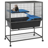 Garvee Cage pour Furet Grande avec 3 Plateformes Amovibles Bac Profond Métal Robuste Roulettes pour Petits Animaux Domestiques
