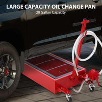 Bac de vidange d'huile Garvee 20 gal avec pompe manuelle, capacité de 76 L, en polypropylène, poignée pliable, roulettes, tuyau de 2,4 m pour voiture et camion, noir