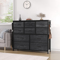 Commode GARVEE en tissu avec poignées, idéale pour les chambres, commode à 10 tiroirs, commode en tissu avec structure en acier robuste pour chambres et salons