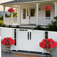 Garvee Lot de 2 fleurs de géranium artificielles, résistantes aux intempéries, panier marron, à suspendre, pour jardin et terrasse, réalistes, rouges